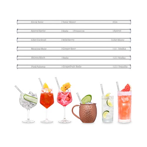 h?lm Halm Glass Straws - 6 Reusable Drinking Straws + Plastic-Free Cleaning Brush - Made in Germany - Dishwasher Safe - 20 cm (8 in)