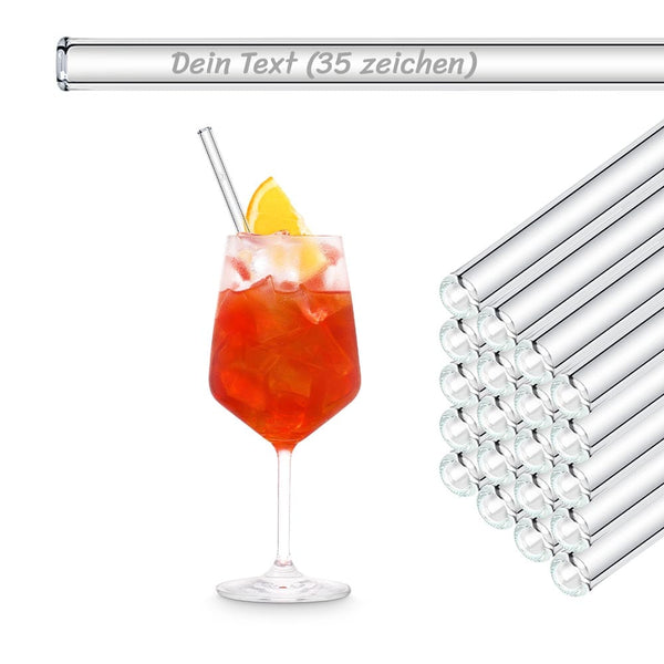 HALM Summer Edition 6x 20cm glass straws with engraving - HALM Straws