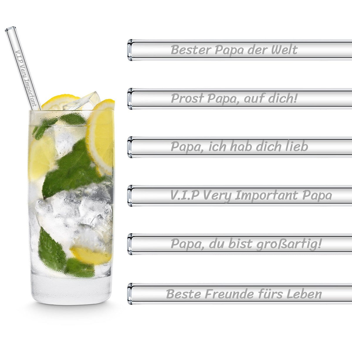 HALM 50x 12 inch (30 cm) glass straws with engraving for bottles from 0.33  - 1 liter - HALM Straws